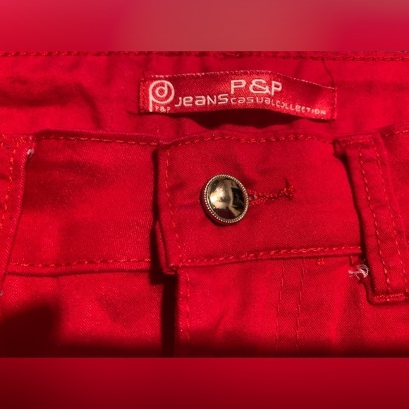 🚨NWOT🚨 Red Jeggings! Stretchy cotton with zipper and button.  13/14 - Picture 4 of 6